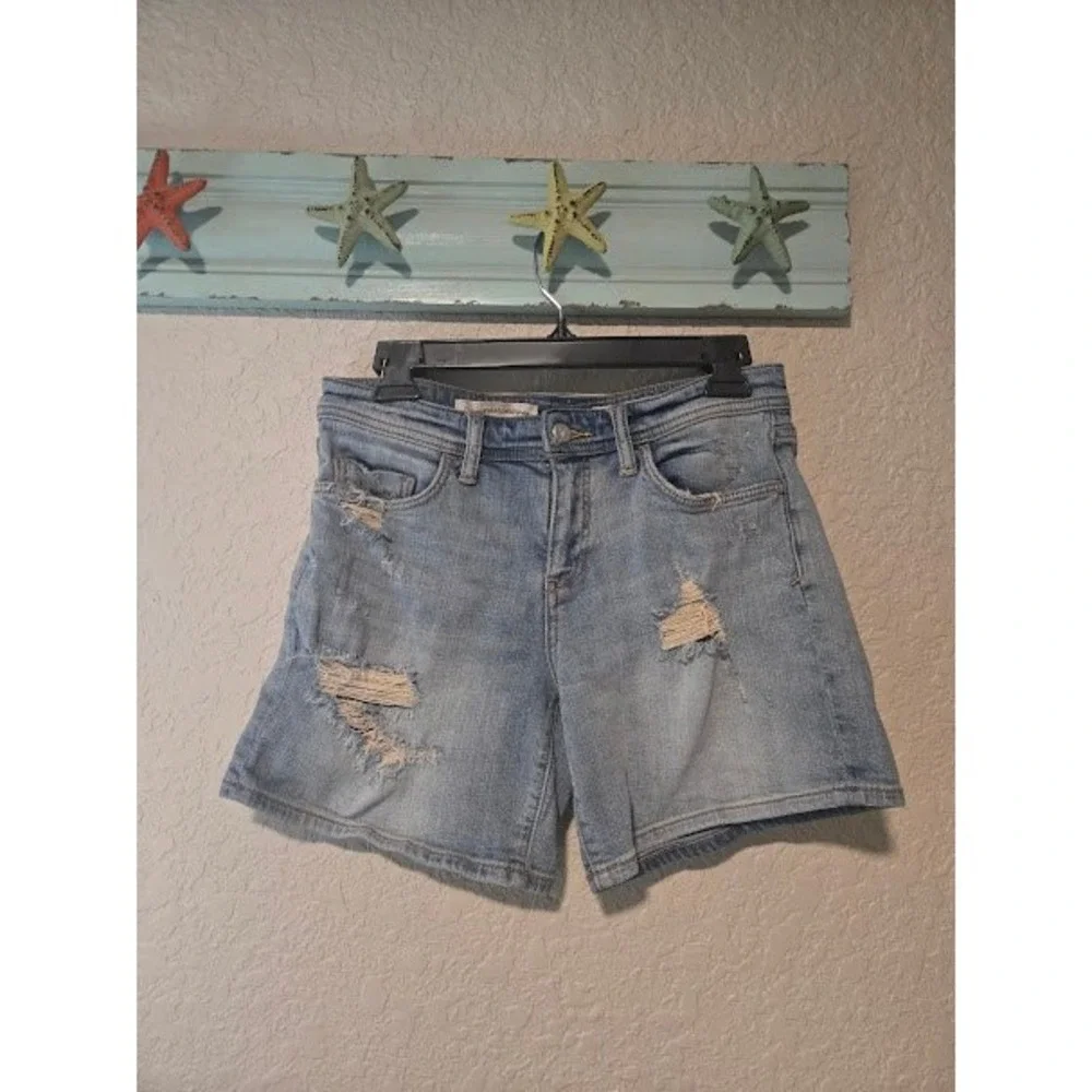 Anthro Light Wash Distressed Denim Shorts - Picture 1 of 2